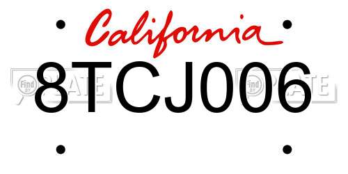 8TCJ006 California License Plate