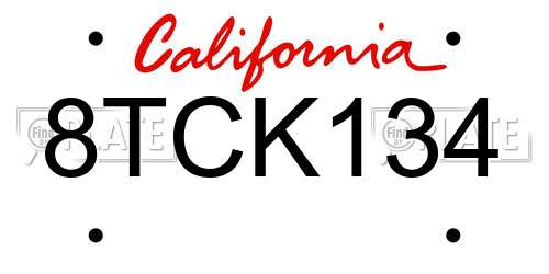 8TCK134 California License Plate