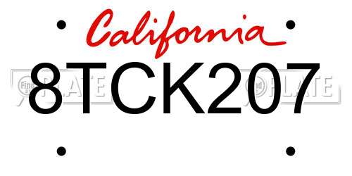 8TCK207 California License Plate