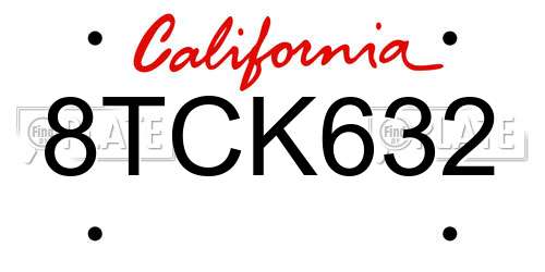 8TCK632 California License Plate