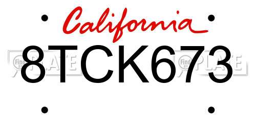8TCK673 California License Plate