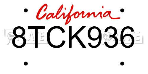 8TCK936 California License Plate