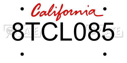 8TCL085 California License Plate
