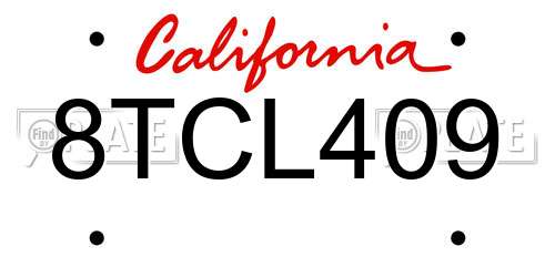 8TCL409 California License Plate