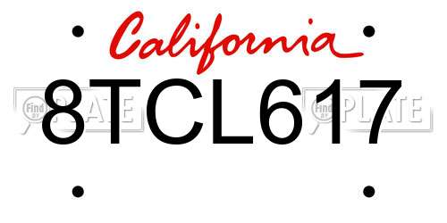 8TCL617 California License Plate
