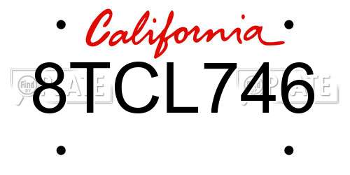 8TCL746 California License Plate
