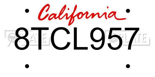 8TCL957 California License Plate