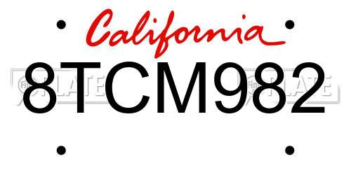 8TCM982 California License Plate