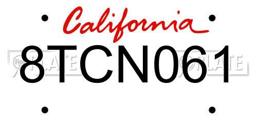 8TCN061 California License Plate
