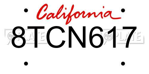 8TCN617 California License Plate