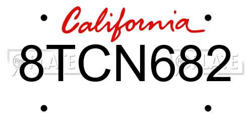 8TCN682 California License Plate