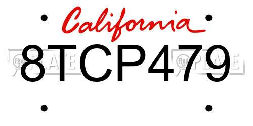 8TCP479 California License Plate
