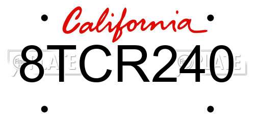8TCR240 California License Plate