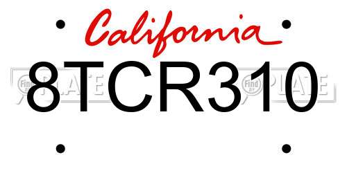 8TCR310 California License Plate