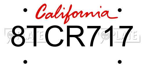 8TCR717 California License Plate