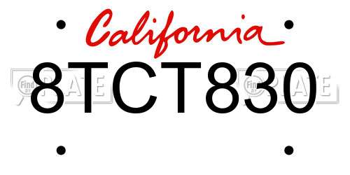 8TCT830 California License Plate