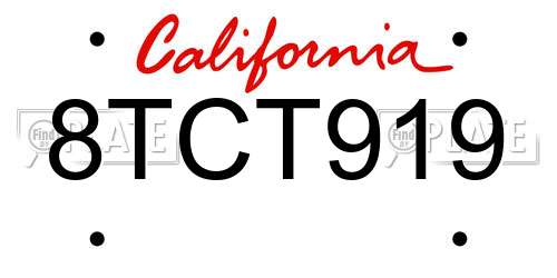 8TCT919 California License Plate