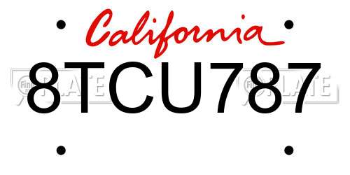 8TCU787 California License Plate