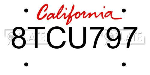 8TCU797 California License Plate
