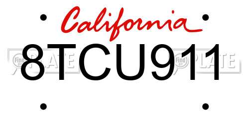 8TCU911 California License Plate