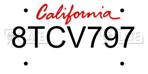 8TCV797 California License Plate