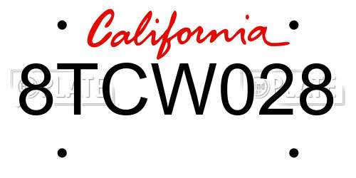 8TCW028 California License Plate