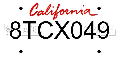 8TCX049 California License Plate