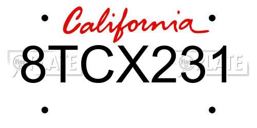 8TCX231 California License Plate