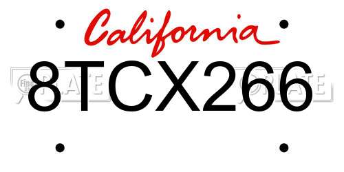 8TCX266 California License Plate