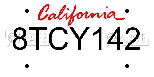 8TCY142 California License Plate