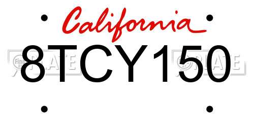8TCY150 California License Plate