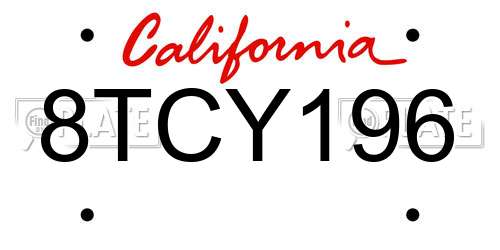8TCY196 California License Plate