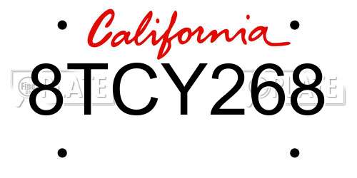 8TCY268 California License Plate
