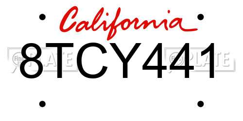 8TCY441 California License Plate