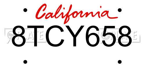 8TCY658 California License Plate