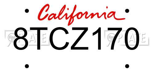 8TCZ170 California License Plate