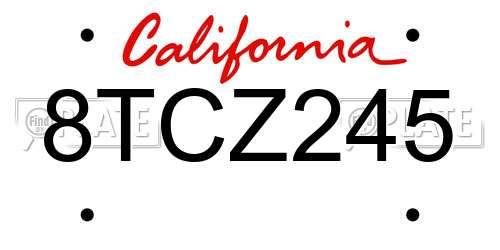8TCZ245 California License Plate