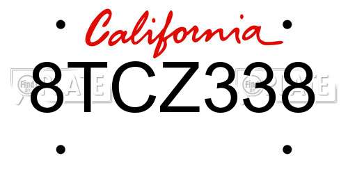 8TCZ338 California License Plate