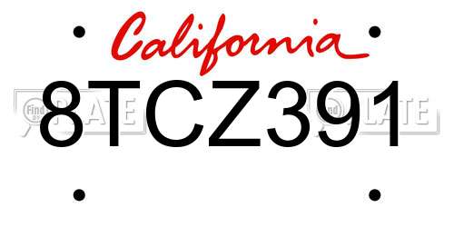 8TCZ391 California License Plate