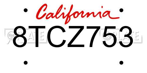 8TCZ753 California License Plate