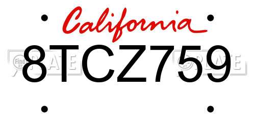 8TCZ759 California License Plate