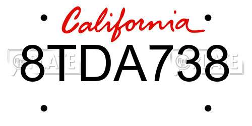 8TDA738 California License Plate