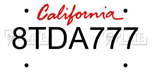 8TDA777 California License Plate