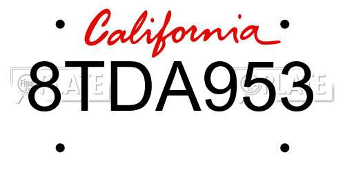 8TDA953 California License Plate
