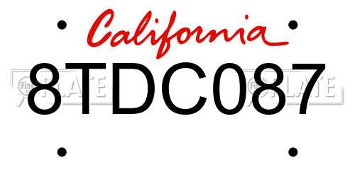 8TDC087 California License Plate