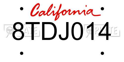 8TDJ014 California License Plate
