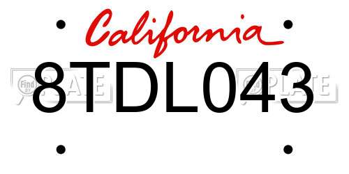 8TDL043 California License Plate
