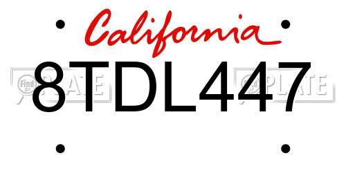 8TDL447 California License Plate