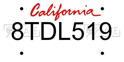 8TDL519 California License Plate