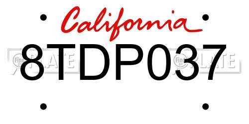 8TDP037 California License Plate